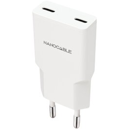 Nanocable Cargador de Pared 2xUSB-C PD 20W Blanco